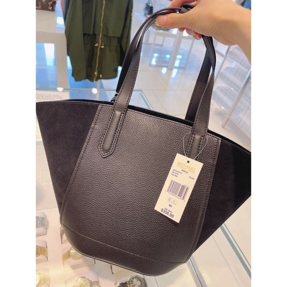 MICHAEL KORS PORTIA Small Tote Black Pebbled Leather & Suede NWT 35F1GPAT1S NWT - Picture 10 of 12